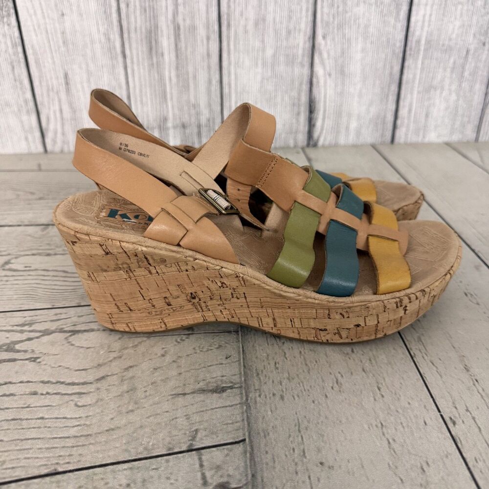 Korks Kork-Ease Wedge Multicolor Buckle Sandals 8M EUC Adjustable